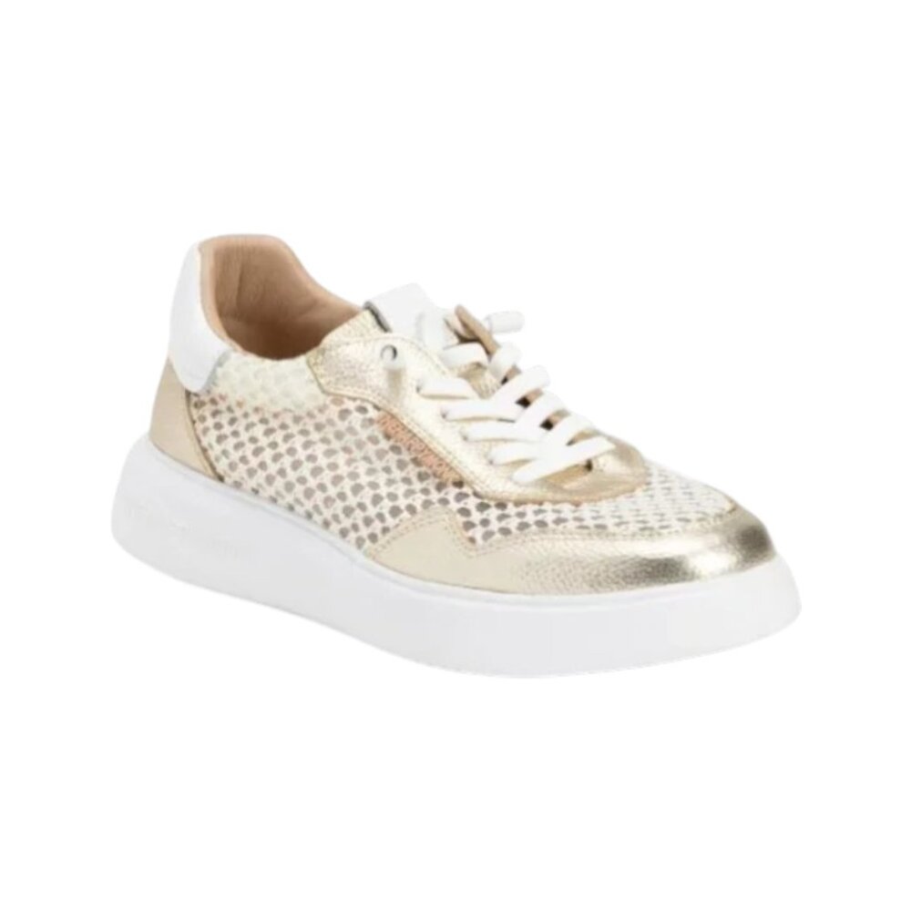 HAPPYMONK Made In Spain Leather And Raffia Laser Cut Sneakers
